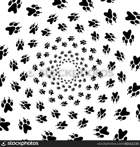 Print of Dog Paw Background. Dog Animal Paw Pattern. Print of Paw Background