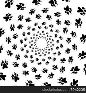 Print of Dog Paw Background. Dog Animal Paw Pattern. Print of Paw Background