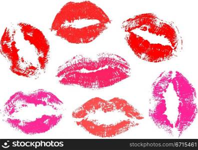 Print of lips, kiss, vector illustration