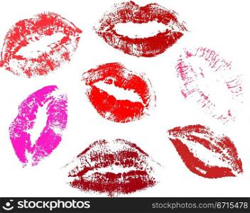 Print of lips, kiss, vector illustration