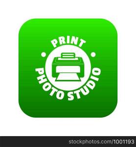 Print photo studio icon green vector isolated on white background. Print photo studio icon green vector