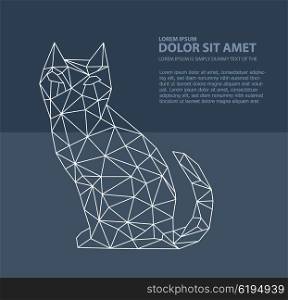 Print polygonal cat. Abstract polygonal cat. Geometric hipster illustration. Polygonal cat