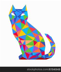 Print Polygonal cat. Abstract polygonal cat. Geometric hipster illustration. Polygonal cat
