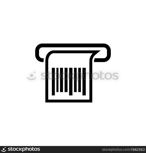 Print Receipt, Barcode Chek. Flat Vector Icon illustration. Simple black symbol on white background. Print Receipt, Barcode Chek sign design template for web and mobile UI element. Print Receipt, Barcode Chek Flat Vector Icon