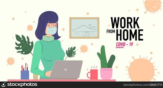 Printa women working at home preventing from Vector Image