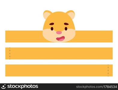 Printable hamster paper crown. Diy cut party ribbon template for birthday, christmas, baby shower. Fun accessory for entertainment. Print, cut and glue. Vector stock illustration.