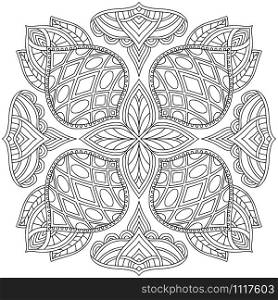 Printable mandala art. Abstraction black and white background. Colouring book page. Printable mandala art. Abstraction black and white background. Colouring book page.