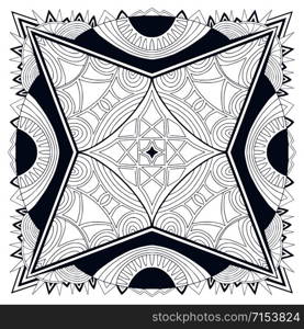 Printable shawl pattern. Black and white background. Template for textile. Ornamental square pattern with ethic art. Printable shawl pattern. Black and white background. Template for textile. Ornamental square pattern with ethic art.