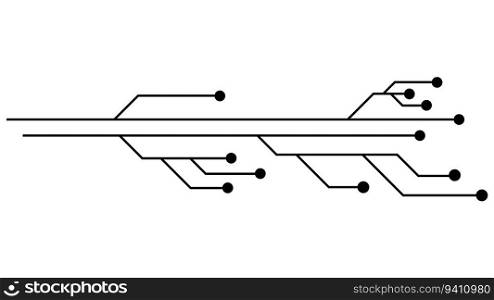 Printed circuit board PCB tracks isolated on white background. Technical clipart with lines and dots at the ends. Dividers for design. Vector design element.. Printed circuit board PCB tracks isolated on white background. Technical clipart with lines and dots at the ends. Dividers for design. Design element.