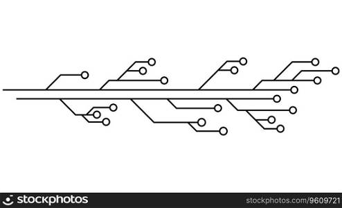 Printed circuit board PCB tracks isolated on white background. Technical clipart with lines and rings at the ends. Dividers for design. Vector design element.. Printed circuit board PCB tracks isolated on white background. Technical clipart with lines and rings at the ends. Dividers for design. Design element.
