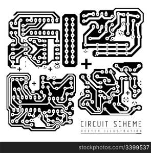 printed circuit board vector illustration isolated on white background