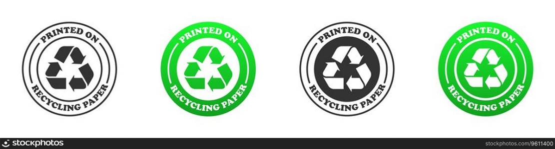 Printed on recycling paper icon. Vector illustration.