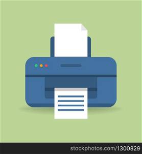 Printer and scanner in flat design with blank paper and shadow. Vector EPS 10