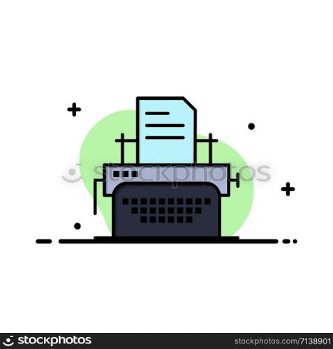Printer, Fax, Print, Machine Business Flat Line Filled Icon Vector Banner Template
