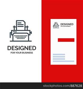 Printer, Fax, Print, Machine Grey Logo Design and Business Card Template