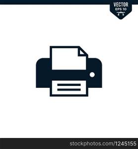 Printer icon collection in glyph style, solid color vector