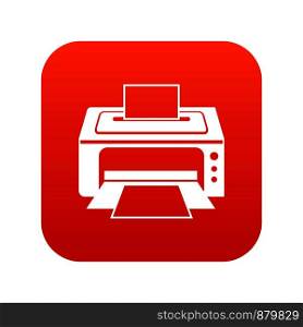 Printer icon digital red for any design isolated on white vector illustration. Printer icon digital red