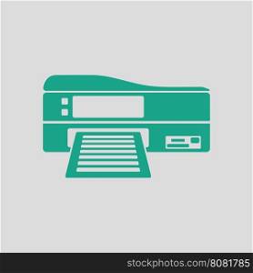 Printer icon. Gray background with green. Vector illustration.