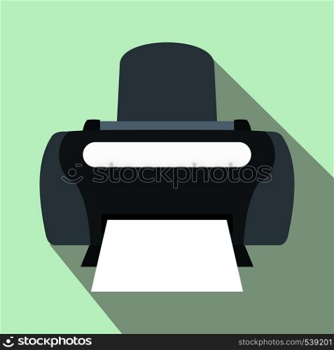 Printer icon in flat style on light blue background. Printer icon, flat style