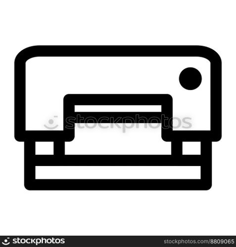 Printer icon line isolated on white background. Black flat thin icon on modern outline style. Linear symbol and editable stroke. Simple and pixel perfect stroke vector illustration