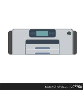 Printer icon vector machine print office illustration. Isolated paper flat technology document design. Printout machine ink