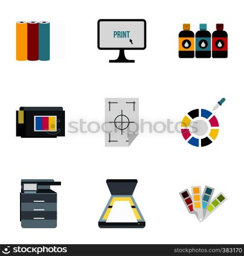 Printer icons set. Flat illustration of 9 printer vector icons for web. Printer icons set, flat style