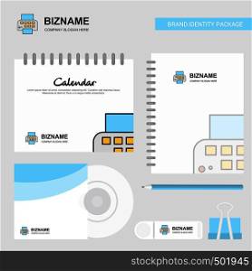 Printer Logo, Calendar Template, CD Cover, Diary and USB Brand Stationary Package Design Vector Template