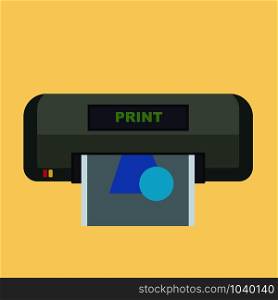 Printer office machine vector icon device design. Graphic digital ink job business pictogram simple flat electronic
