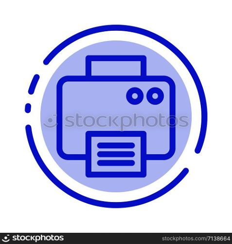 Printer, Print, Printed, Machine Blue Dotted Line Line Icon