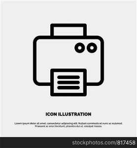 Printer, Print, Printed, Machine Line Icon Vector
