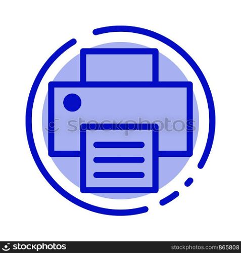 Printer, Print, Printing Blue Dotted Line Line Icon
