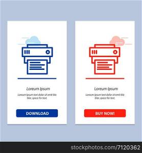 Printer, Print, Printing, Education Blue and Red Download and Buy Now web Widget Card Template