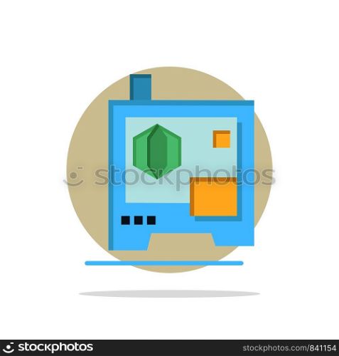 Printer, Printing, 3d, Scanner Abstract Circle Background Flat color Icon
