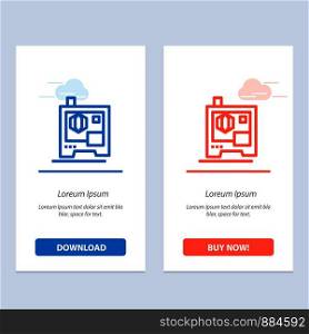 Printer, Printing, 3d, Scanner Blue and Red Download and Buy Now web Widget Card Template