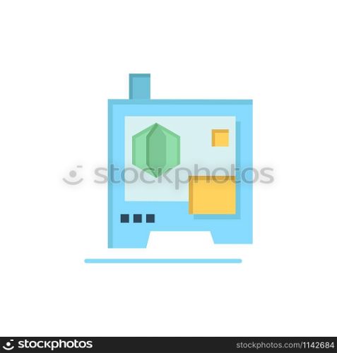 Printer, Printing, 3d, Scanner Flat Color Icon. Vector icon banner Template