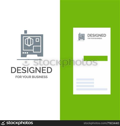 Printer, Printing, 3d, Scanner Grey Logo Design and Business Card Template