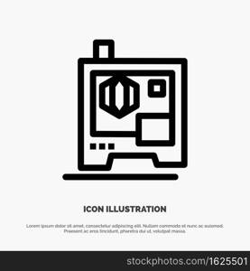 Printer, Printing, 3d, Scanner Vector Line Icon