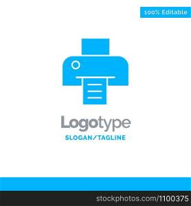 Printer, Printing, Print Blue Solid Logo Template. Place for Tagline