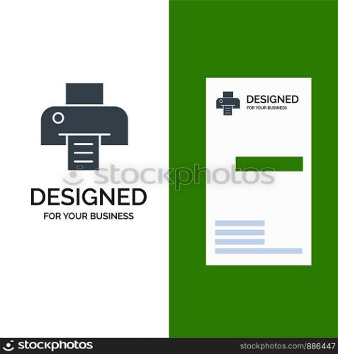 Printer, Printing, Print Grey Logo Design and Business Card Template
