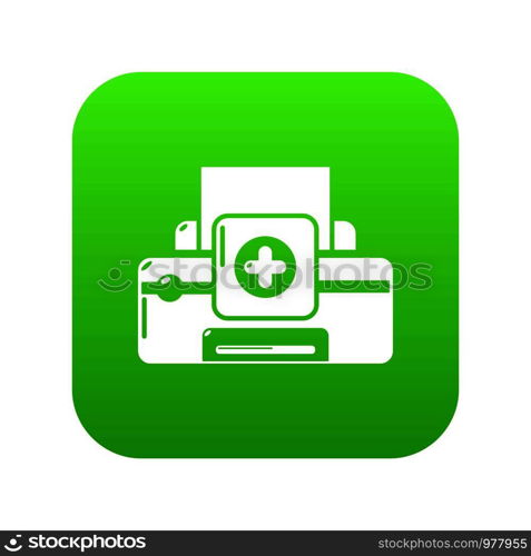Printer repairicon green vector isolated on white background. Printer repair icon green vector