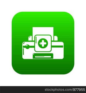 Printer repairicon green vector isolated on white background. Printer repair icon green vector