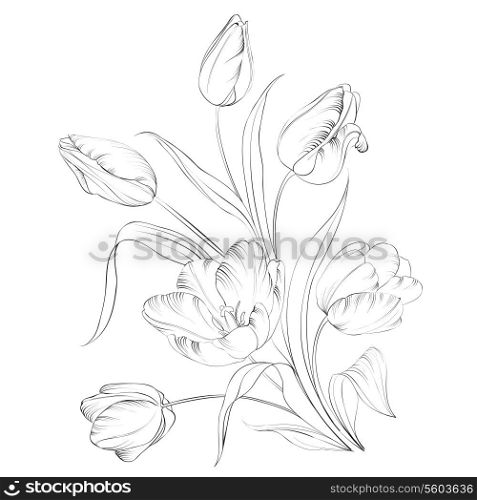 PrintHand drawn tulips for card design. Vector illustration.