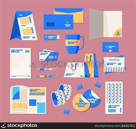 Printing advertising icon. Leaflets ads flyers and business brochures for exhibition garish vector colored symbols set. Illustration of business leaflet for presentation template. Printing advertising icon. Leaflets ads flyers and business brochures for exhibition garish vector colored symbols set