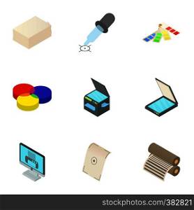Printing icons set. Cartoon illustration of 9 printing vector icons for web. Printing icons set, cartoon style