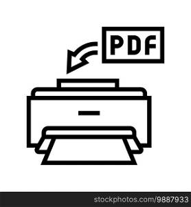printing pdf file line icon vector. printing pdf file sign. isolated contour symbol black illustration. printing pdf file line icon vector illustration