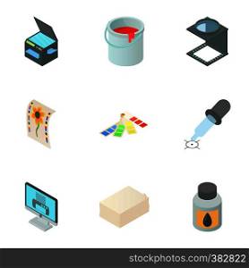 Printing services icons set. Cartoon illustration of 9 printing services vector icons for web. Printing services icons set, cartoon style