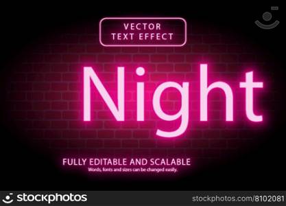 Printneon glow text effect editable Royalty Free Vector