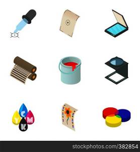 Printout icons set. Cartoon illustration of 9 printout vector icons for web. Printout icons set, cartoon style