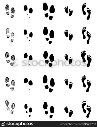 prints of shoes and feet