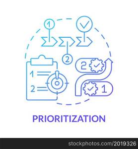 Prioritization blue gradient concept icon. Online entrepreneur skill abstract idea thin line illustration. High and low priority projects. Order of priority. Vector isolated outline color drawing. Prioritization blue gradient concept icon